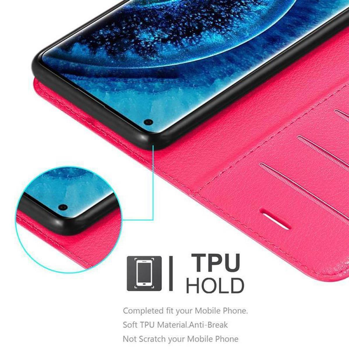 Custodia rosa per telefono con un telefono all'interno. Testo: Supporto TPU, Vestibilità perfetta per il tuo cellulare.