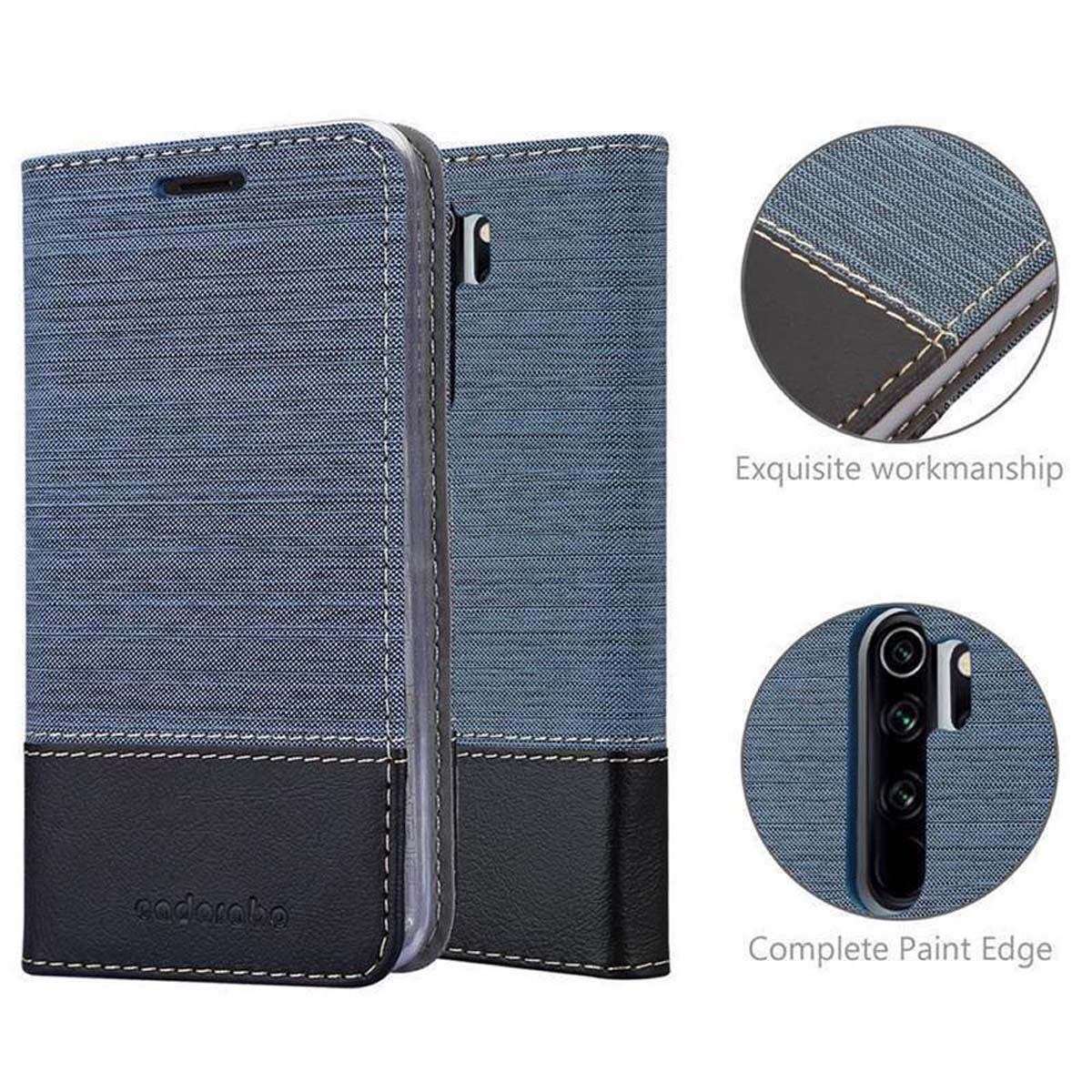 Xiaomi, Jeans 8 Schutzhülle Style, DUNKEL NOTE SCHWARZ Bookcover, im Book RedMi BLAU CADORABO PRO,