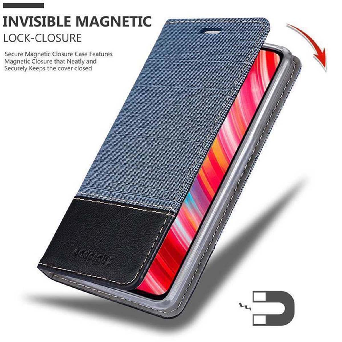 Xiaomi, Jeans 8 Schutzhülle Style, DUNKEL NOTE SCHWARZ Bookcover, im Book RedMi BLAU CADORABO PRO,