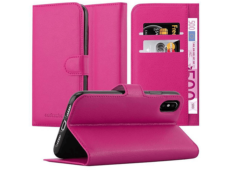 iPhone Book Standfunktion, Bookcover, / XS, PINK X Hülle CHERRY Apple, CADORABO
