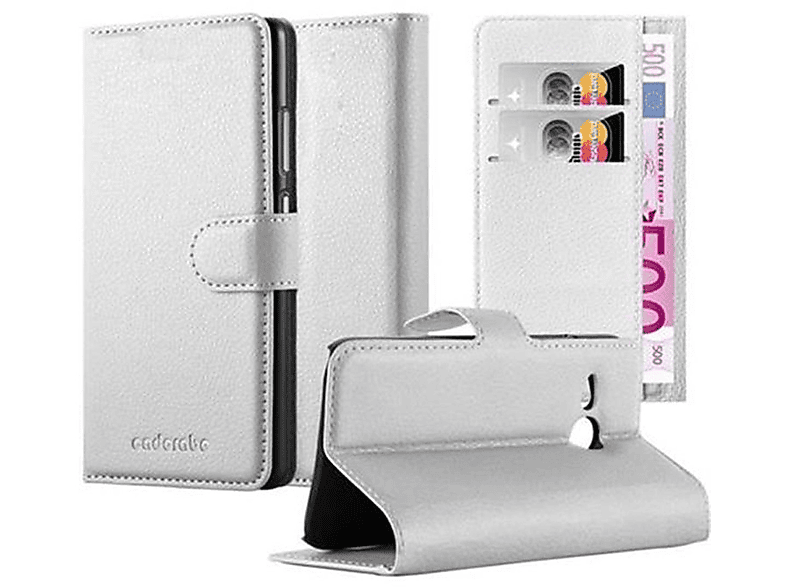 CADORABO Book Hülle Bookcover, HTC, Standfunktion, M8 ONE ARKTIS MINI, WEIß