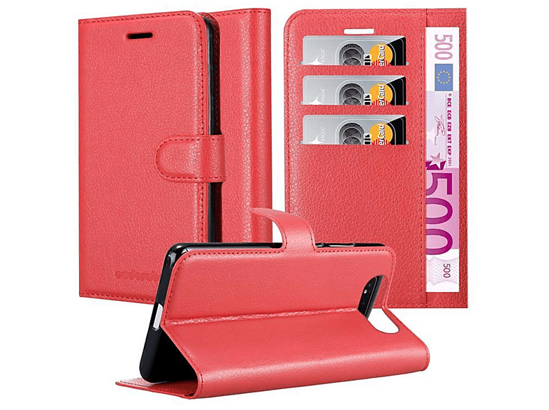 Book A90 CADORABO ROT Hülle Samsung, / Bookcover, 4G, Galaxy A80 Standfunktion, KARMIN