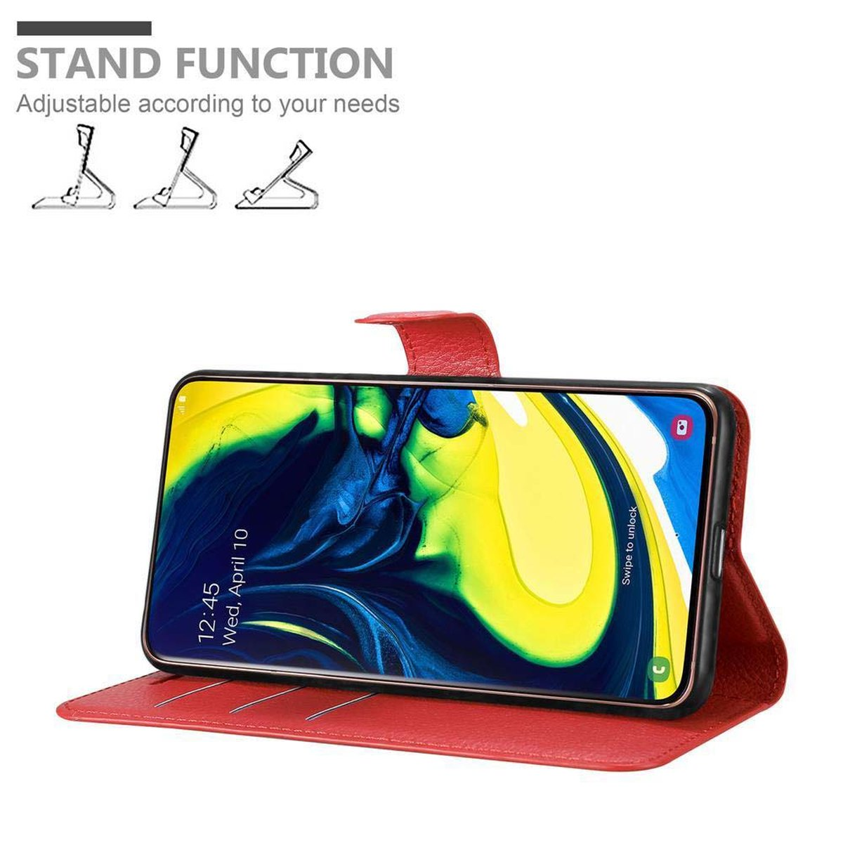 CADORABO Book Hülle Standfunktion, / Bookcover, Samsung, Galaxy A80 A90 KARMIN ROT 4G