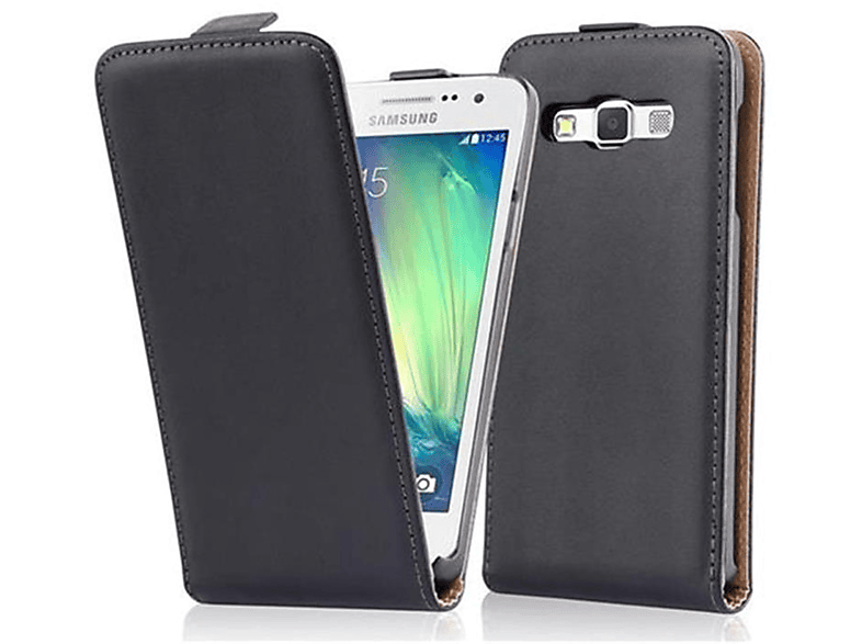 CADORABO Handyhülle SCHWARZ KAVIAR Flip Cover, Samsung, Flip A3 2015, im Galaxy Style