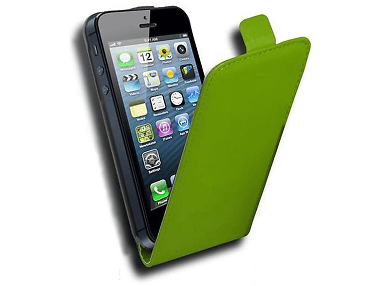 CADORABO Handyhülle im Flip / 5S iPhone 5 2016, Cover, Flip Apple, Style, GIFT / SE GRÜN