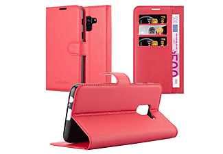 carcasa de móvil Funda libro para Móvil - Carcasa protección resistente de estilo libro;CADORABO, Samsung, Galaxy A8 2018, rojo carmín