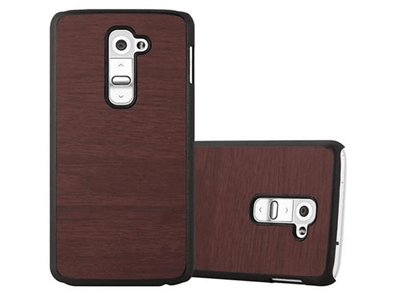 CADORABO Hülle Hard Case Woody Style, Backcover, LG, G2, WOODY KAFFEE