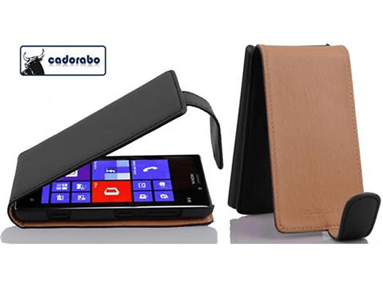 CADORABO 925, Flip Lumia im Handyhülle Cover, SCHWARZ Flip KAVIAR Nokia, Style,
