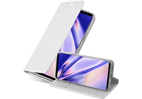 carcasa de móvil  - Funda libro para Móvil - Carcasa protección resistente de estilo libro CADORABO, Samsung, Galaxy S9, classy plateado