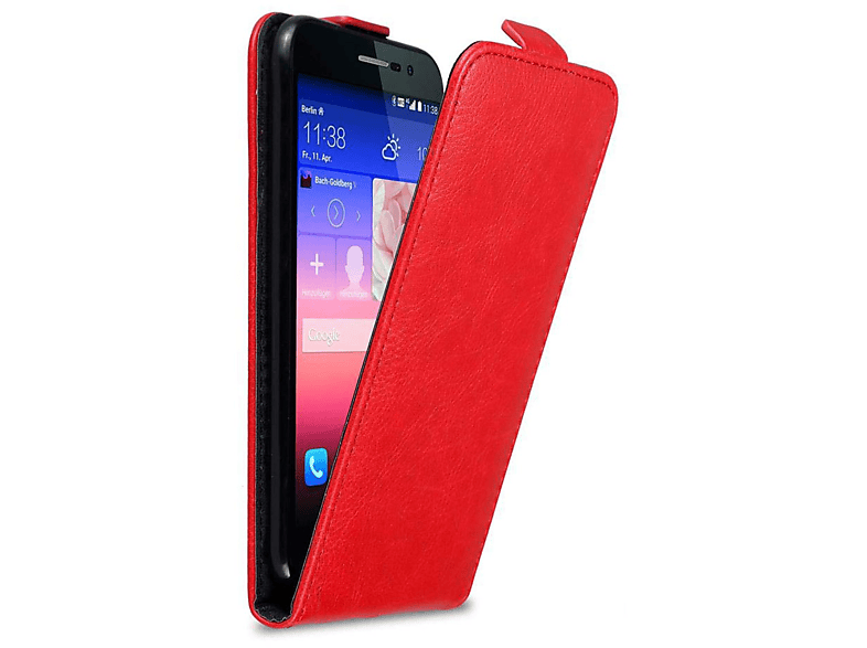 Flip Style, P7, Cover, ASCEND ROT Hülle Flip Huawei, CADORABO APFEL im