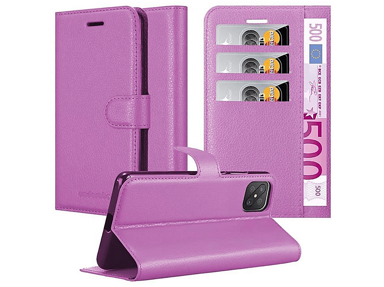 VIOLETT MANGAN Hülle A92s, CADORABO Bookcover, Book Standfunktion, Oppo,