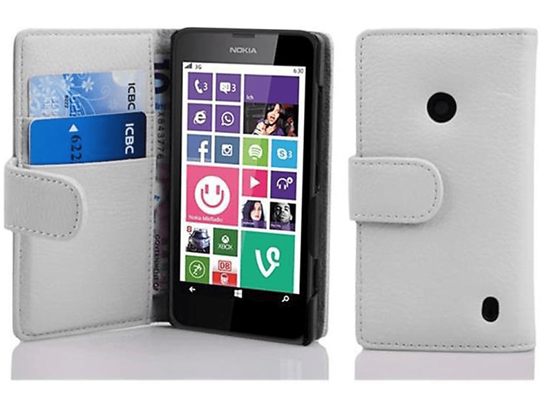 mit Nokia, WEIß Bookcover, Hülle MAGNESIUM CADORABO 635, Book Lumia Struktur, / 630