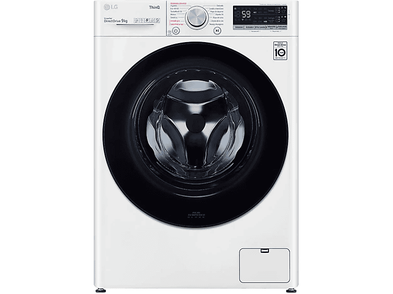 Lavadora- LG LG F4WV5509SMW lavadora Carga frontal 9 kg 1400 RPM B Blanco, 9  kg, Blanco
