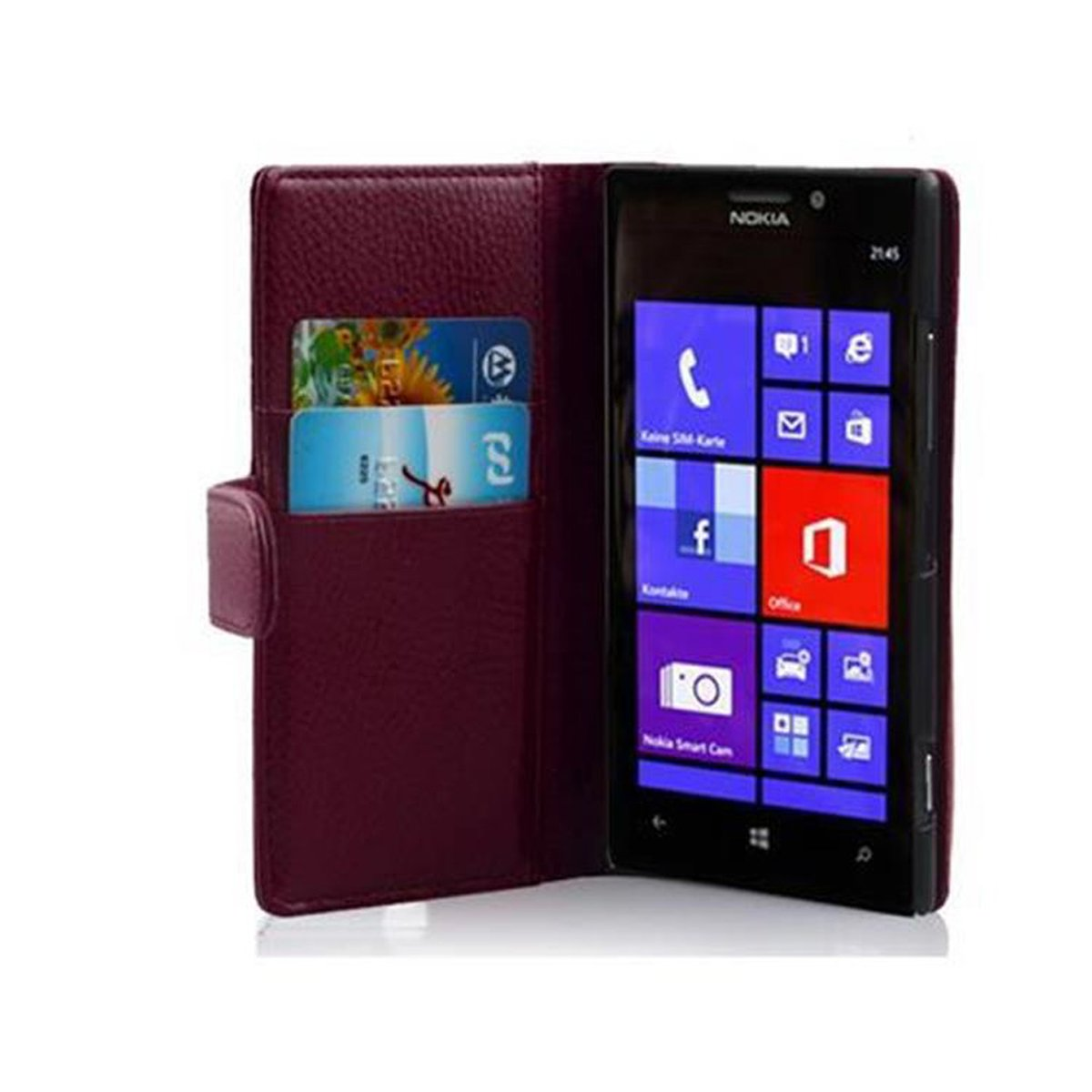 Bookcover, Nokia, CADORABO Struktur, BORDEAUX Book Hülle LILA mit Lumia 925,