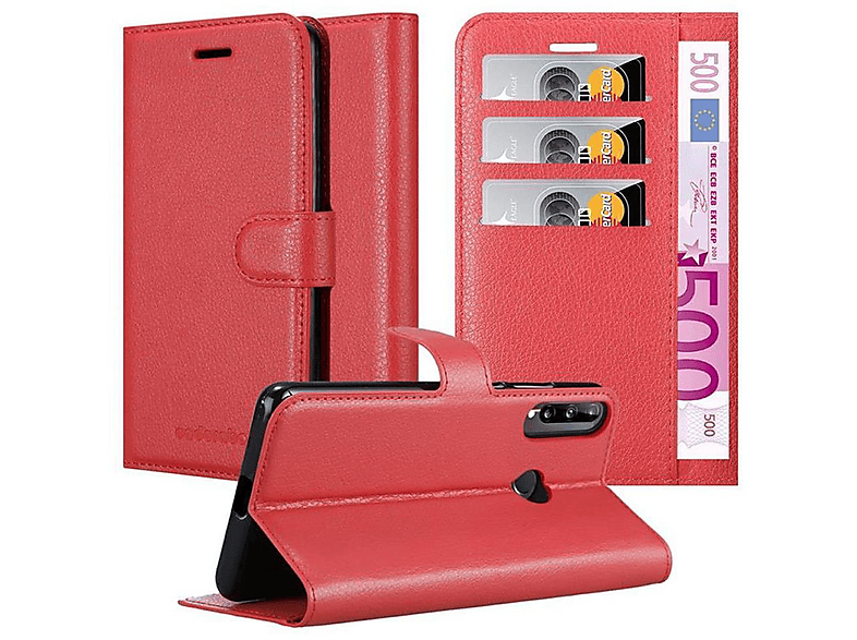 CADORABO Book Hülle Standfunktion, P40 LITE KARMIN ROT Bookcover, Huawei, E