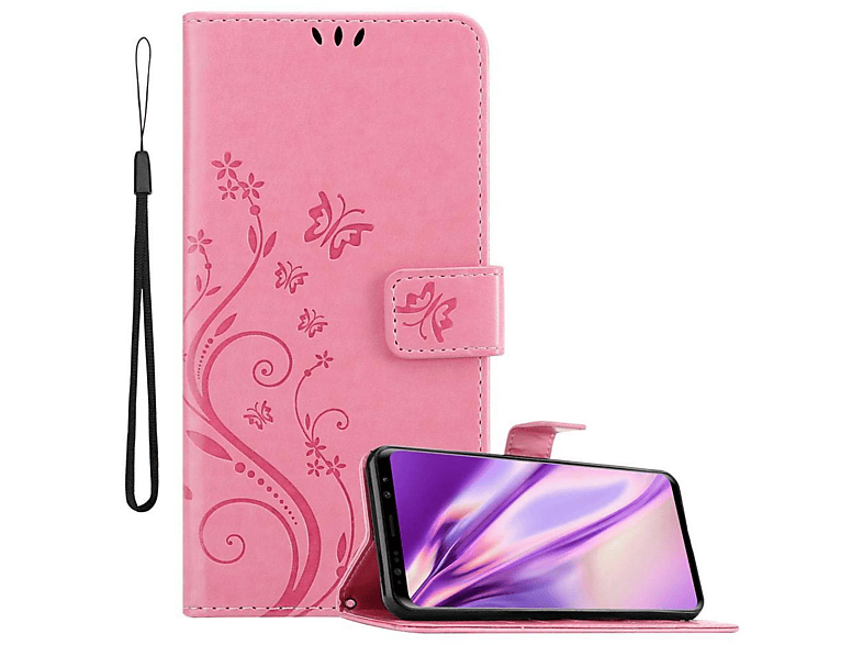 Samsung, ROSA Bookcover, S9 Case, Flower Blumen PLUS, Hülle Galaxy Muster CADORABO FLORAL