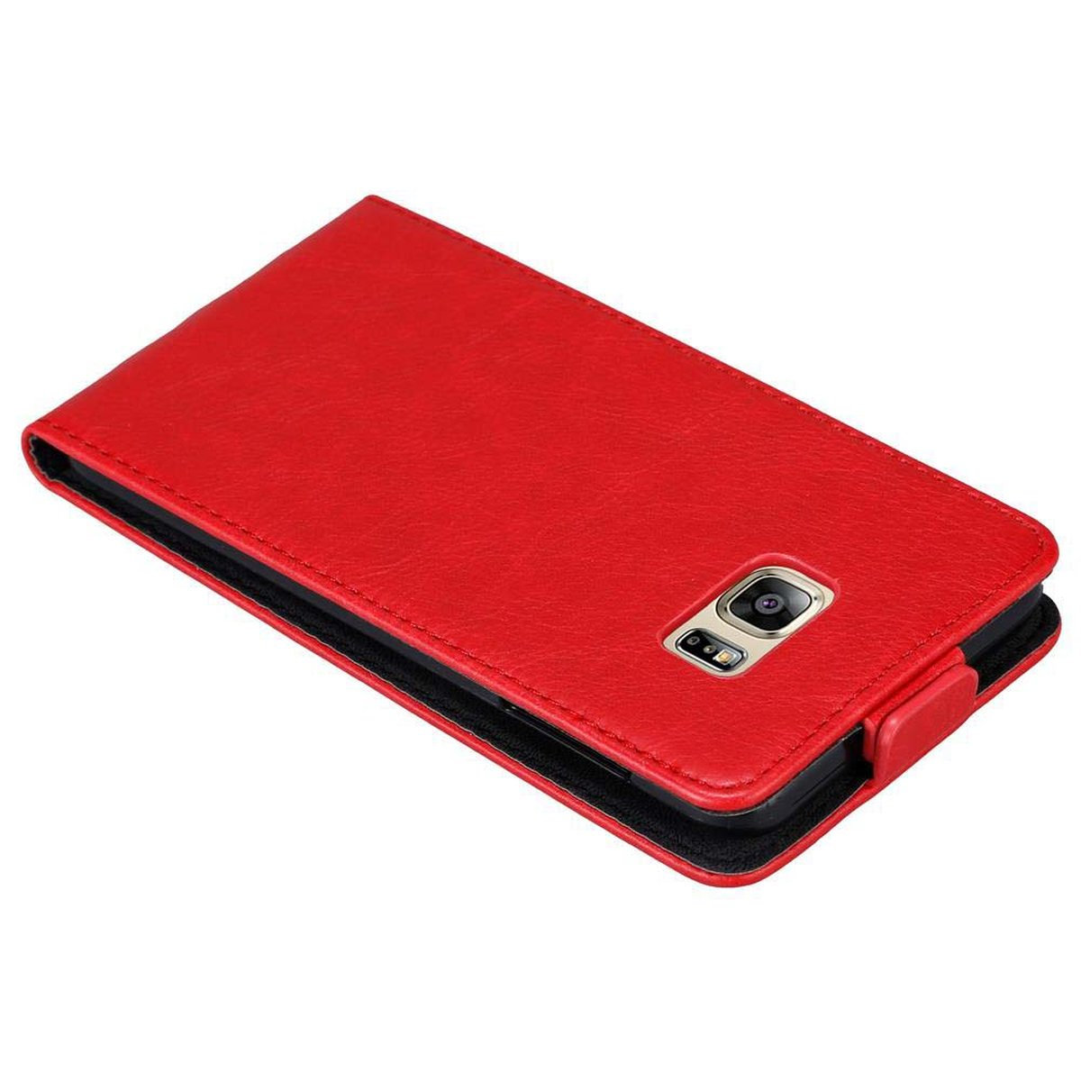 CADORABO Hülle ROT Samsung, Cover, PLUS, Flip im EDGE S6 Galaxy Style, Flip APFEL