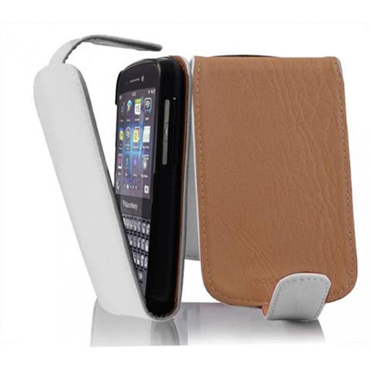 Q10, CADORABO Schutzhülle Blackberry, im Flip WEIß Cover, Flip MAGNESIUM Style,