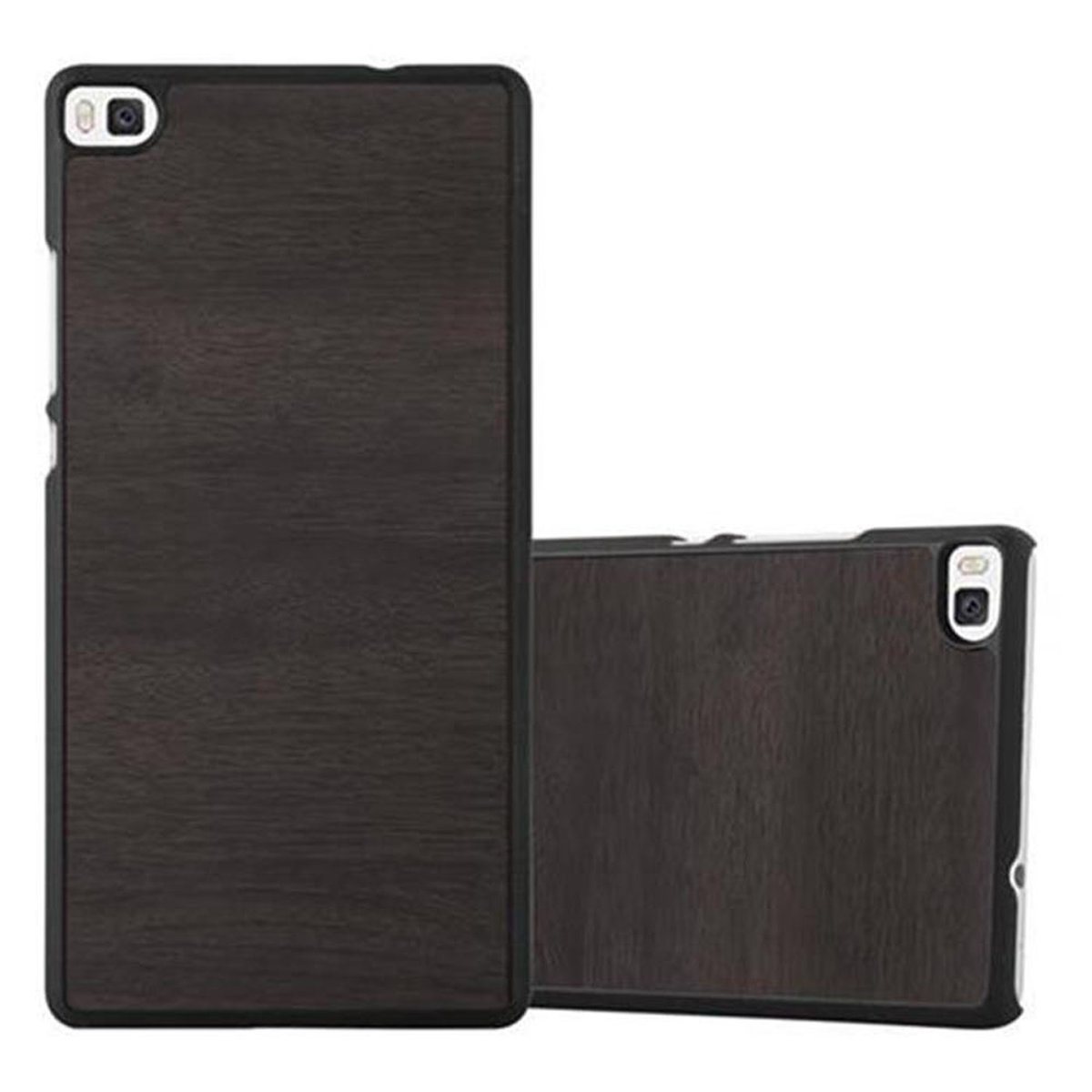 CADORABO Hülle Hard Case Woody Backcover, WOODY SCHWARZ Style, Huawei, P8