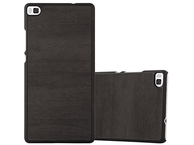 CADORABO Hülle Backcover, Hard Huawei, Case P8, Woody WOODY Style, SCHWARZ