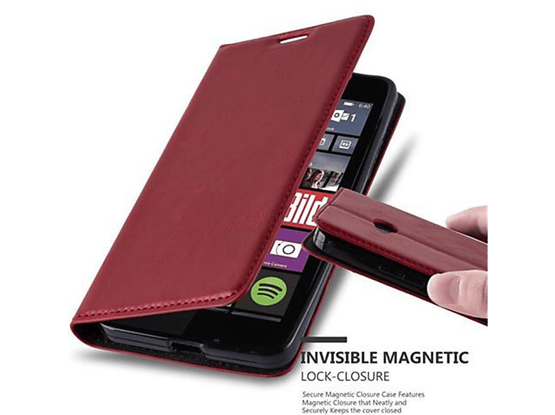 Lumia 640, Nokia, Hülle CADORABO Bookcover, APFEL Magnet, Book ROT Invisible
