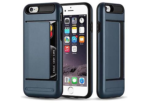 carcasa de móvil - CADORABO Funda rígida para móvil de plástico duro y TPU – Carcasa Híbrida, Compatible con Apple iPhone 6 / iPhone 6S, azul oscuro armadura