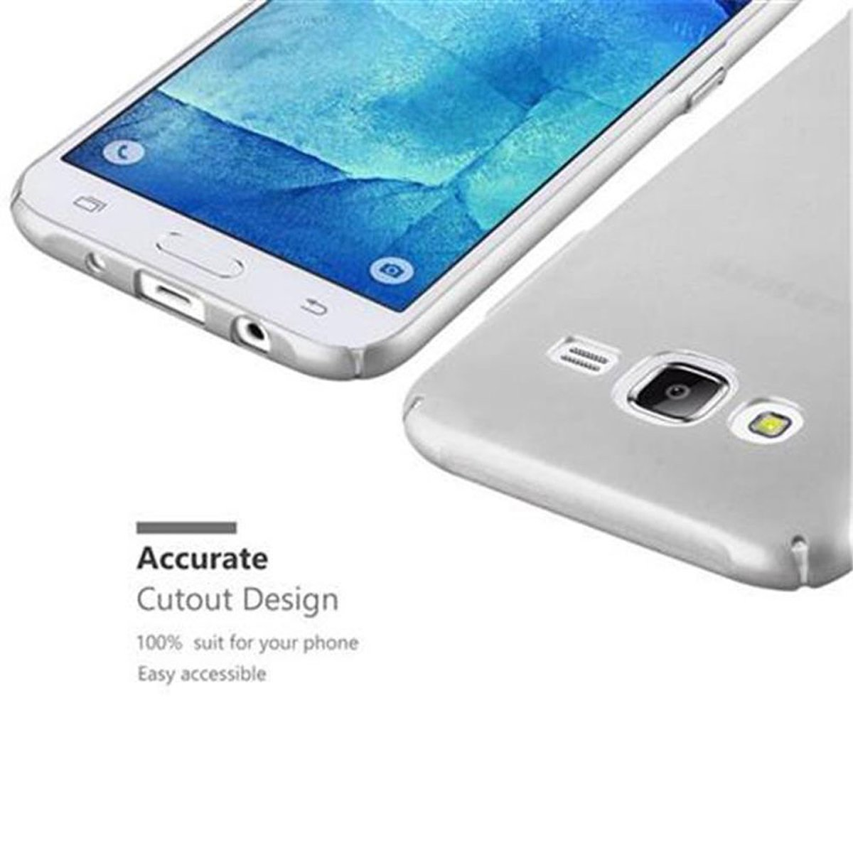 CADORABO Hülle Backcover, Samsung, SILBER Galaxy Case J5 Matt Style, Hard METALL 2015, Metall im