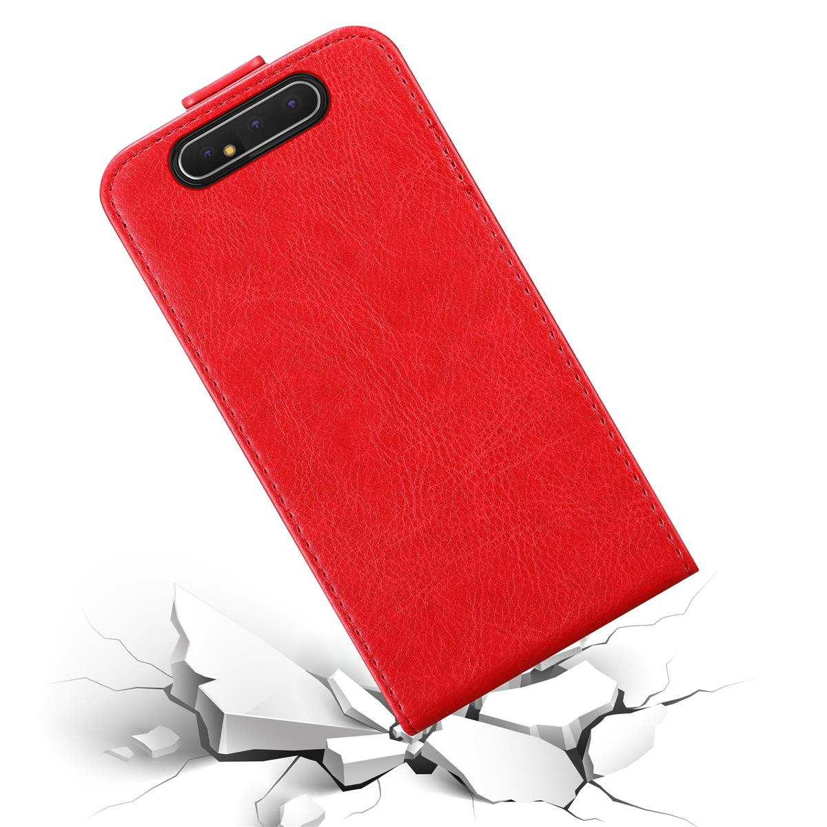 Una cover rossa per telefono cade a terra e la rompe.