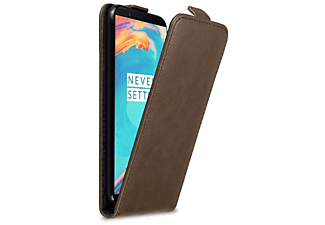 carcasa de móvil Funda flip cover para Móvil - Carcasa protección resistente de estilo Flip;CADORABO, OnePlus, 5T, 80 café