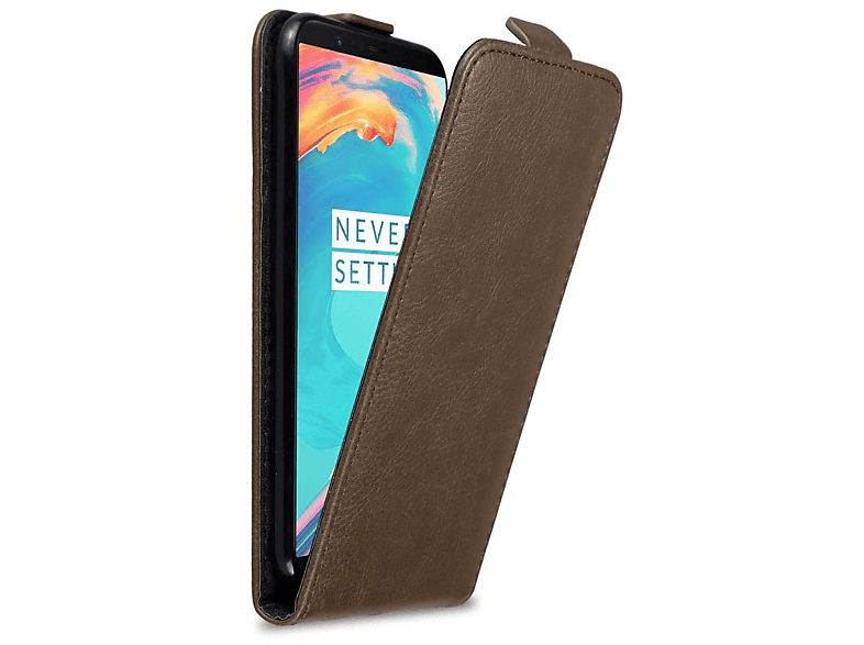BRAUN Cover, Flip OnePlus, Flip im 5T, CADORABO KAFFEE Hülle Style,