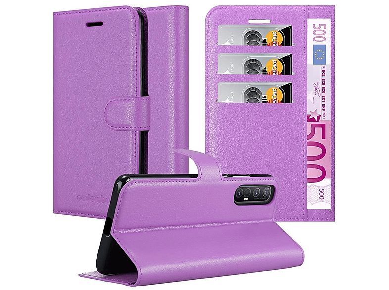 CADORABO Book Hülle Standfunktion, Bookcover, Oppo, FIND X2 NEO, MANGAN VIOLETT
