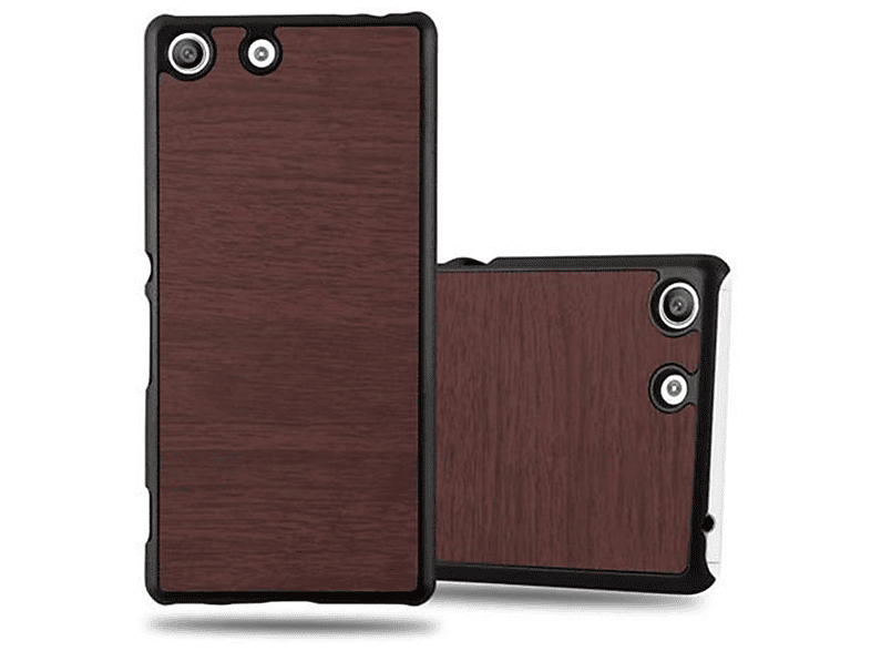 CADORABO Hülle Hard Case Woody Style, Backcover, Sony, Xperia M5, WOODY KAFFEE