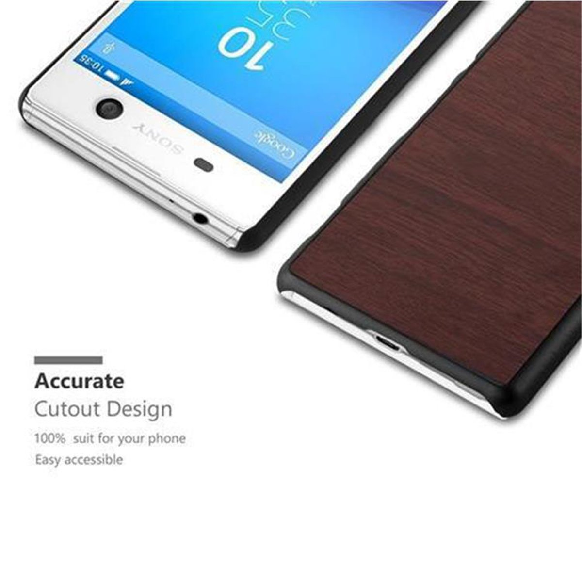 CADORABO Hülle Hard Case Woody Sony, Xperia KAFFEE Style, Backcover, M5, WOODY