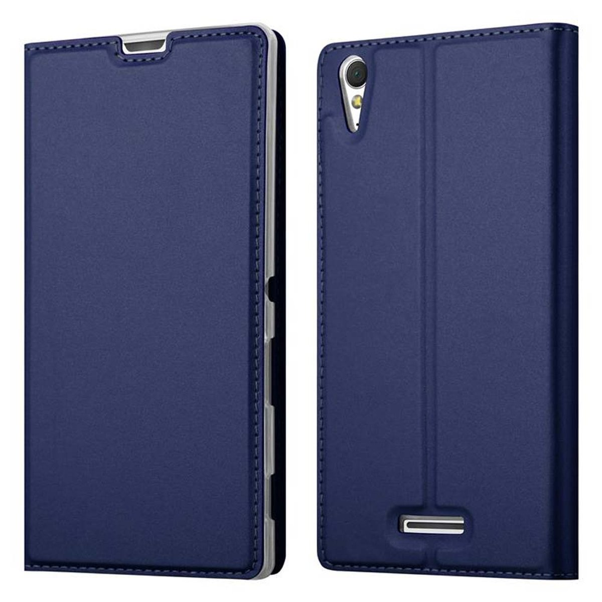 Book CLASSY Classy Handyhülle Sony, CADORABO T3, Style, Bookcover, Xperia DUNKEL BLAU