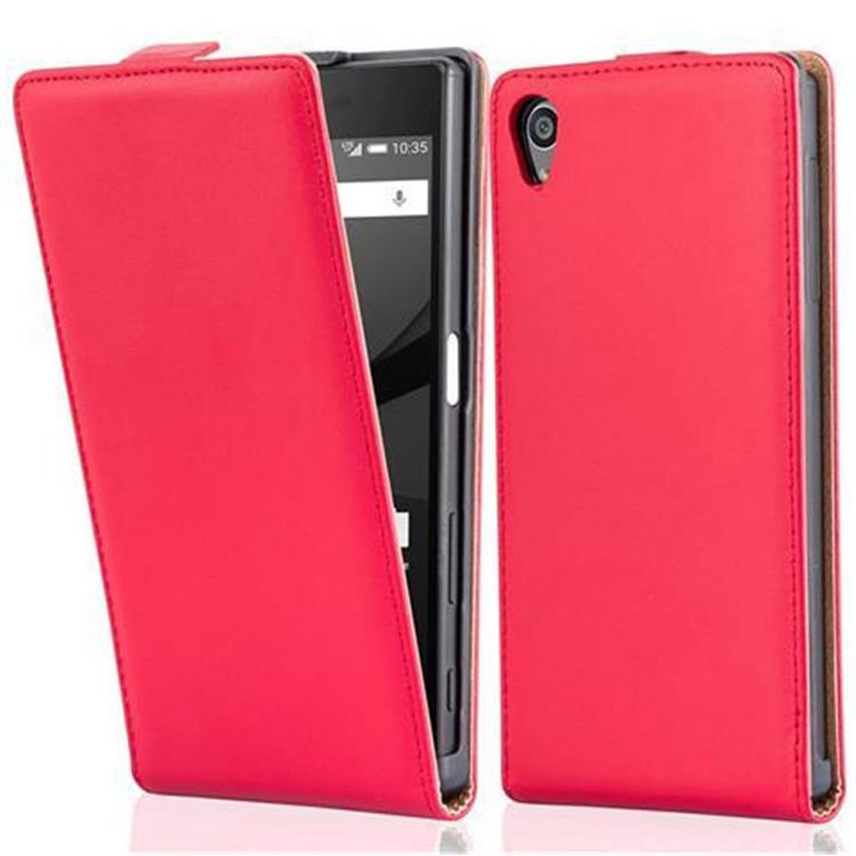Flip im Style, Sony, ROT Handyhülle Xperia CHILI Cover, Flip Z5, CADORABO