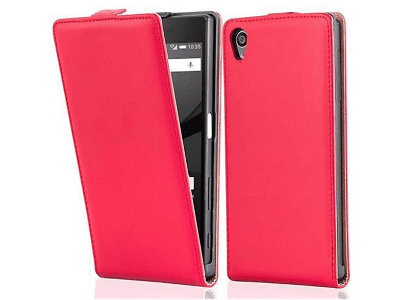 CADORABO Handyhülle im Flip Style, Flip Cover, Sony, Xperia Z5, CHILI ROT