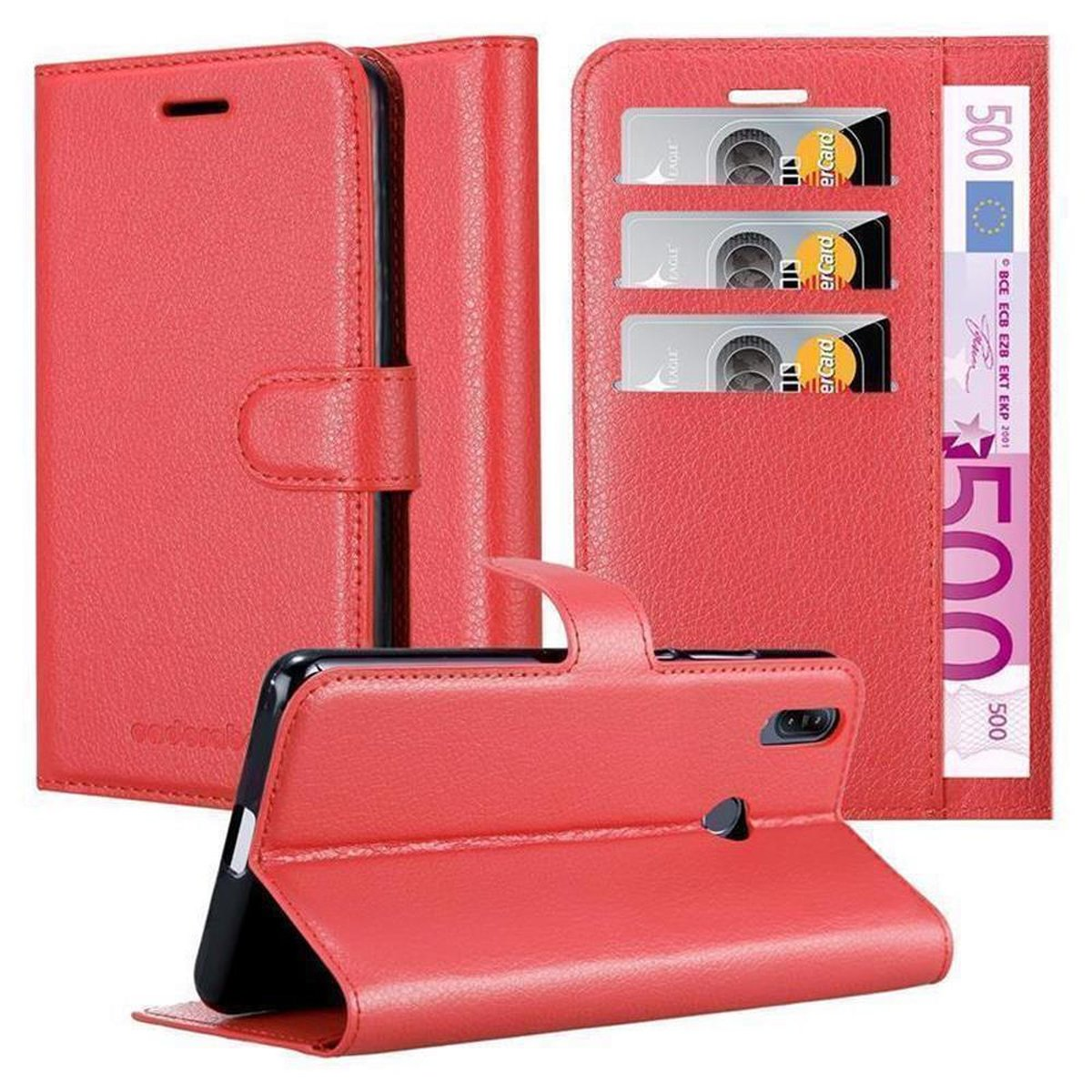 Standfunktion, KARMIN Asus, CADORABO ROT Bookcover, MAX ZenFone Hülle Book M2,