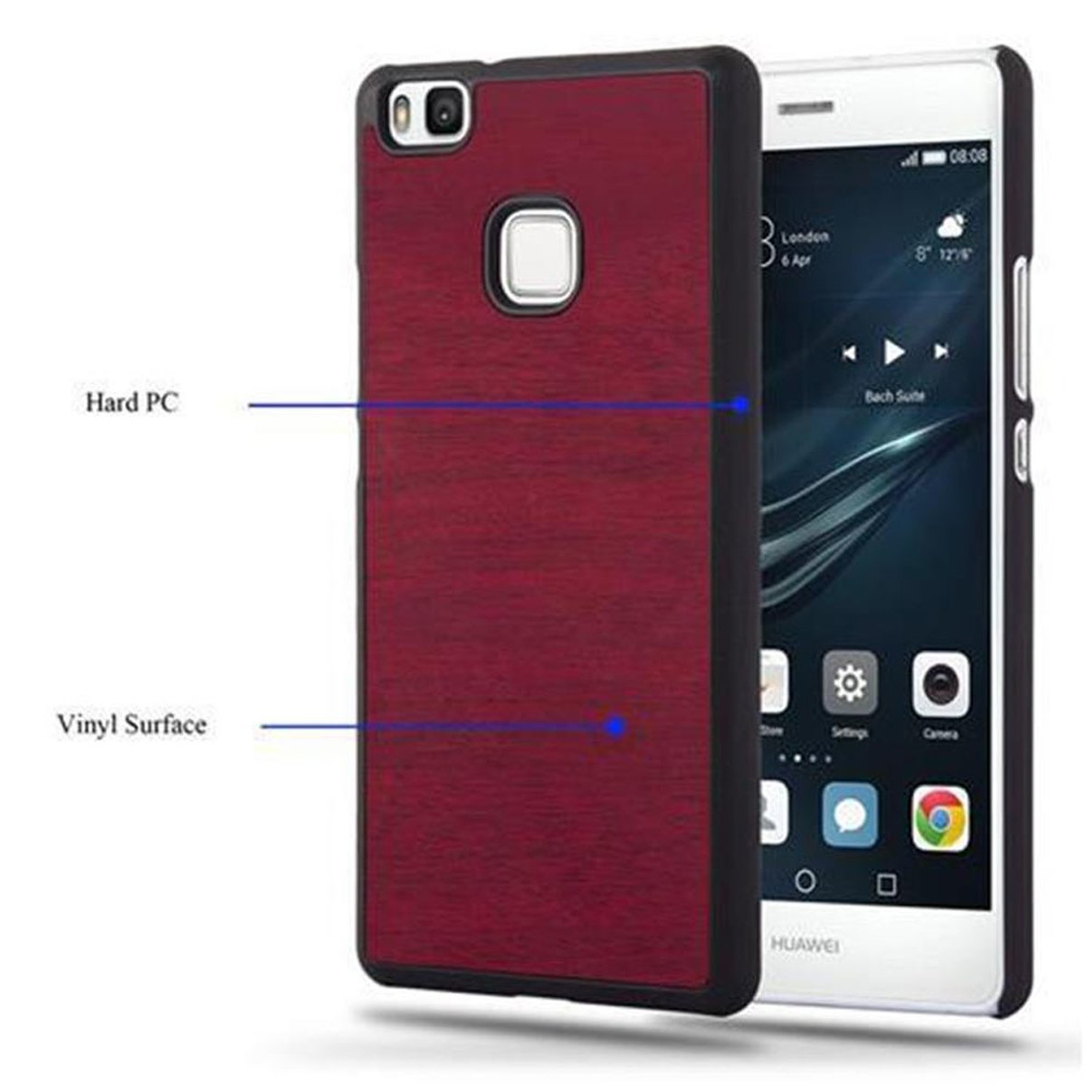CADORABO Hülle Hard LITE / ROT 2016 P9 G9 LITE, Style, Woody WOODY Backcover, Huawei, Case