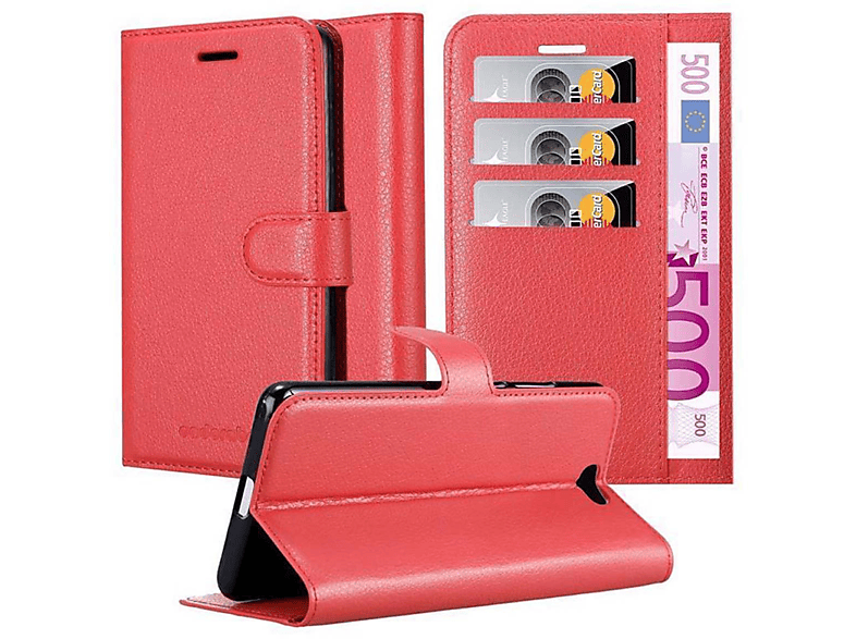 FIND CADORABO ROT KARMIN Standfunktion, Book Hülle Bookcover, X, Oppo,