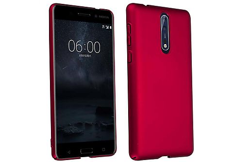 carcasa de móvil  - Funda rígida para móvil de plástico duro – Carcasa Hard Cover protección CADORABO, Nokia, 8 2017, metal rojo