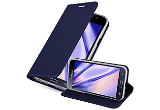 carcasa de móvil Funda libro para Móvil - Carcasa protección resistente de estilo libro;CADORABO, Samsung, Galaxy J3 2016, classy azul oscuro