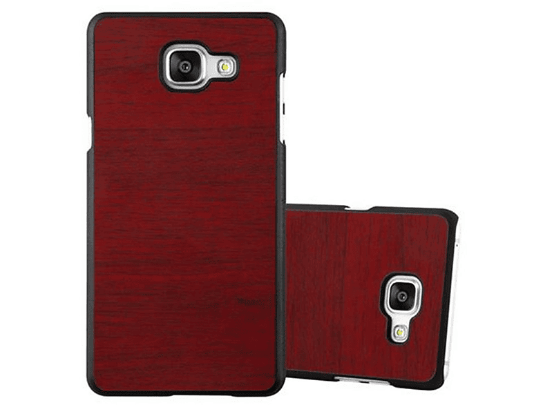 Case Samsung, A3 ROT Woody WOODY Style, Hard Hülle Backcover, Galaxy 2016, CADORABO