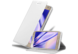 carcasa de móvil  - Funda libro para Móvil - Carcasa protección resistente de estilo libro CADORABO, Samsung, Galaxy J7 2015, classy plateado