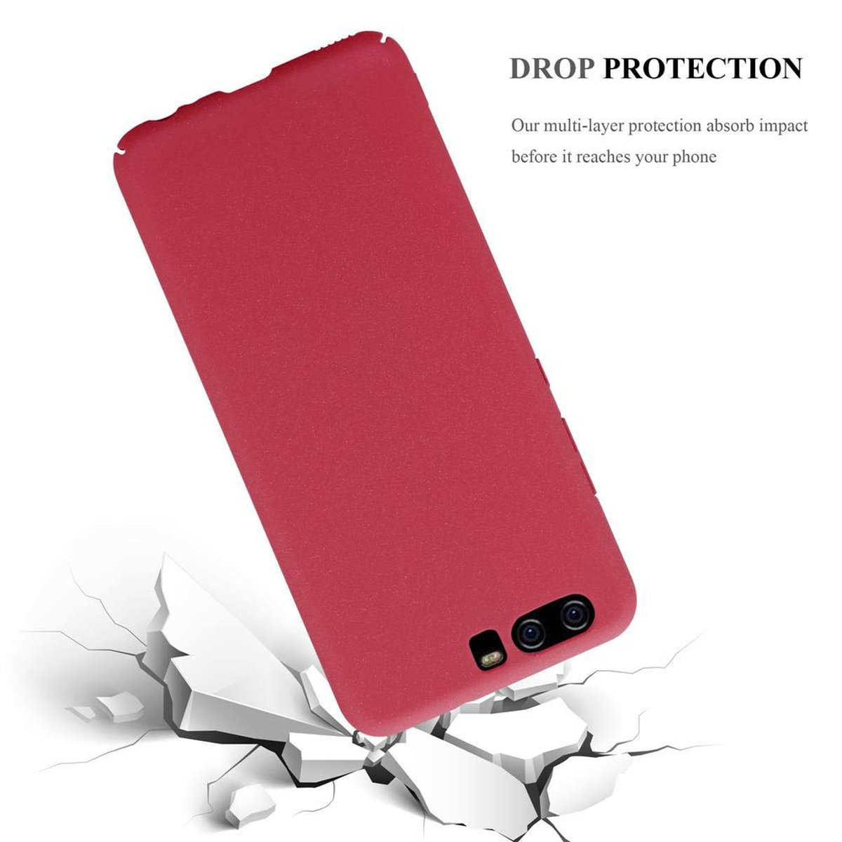 CADORABO Hülle im Hard Case Style, ROT FROSTY Huawei, Frosty P10, Backcover