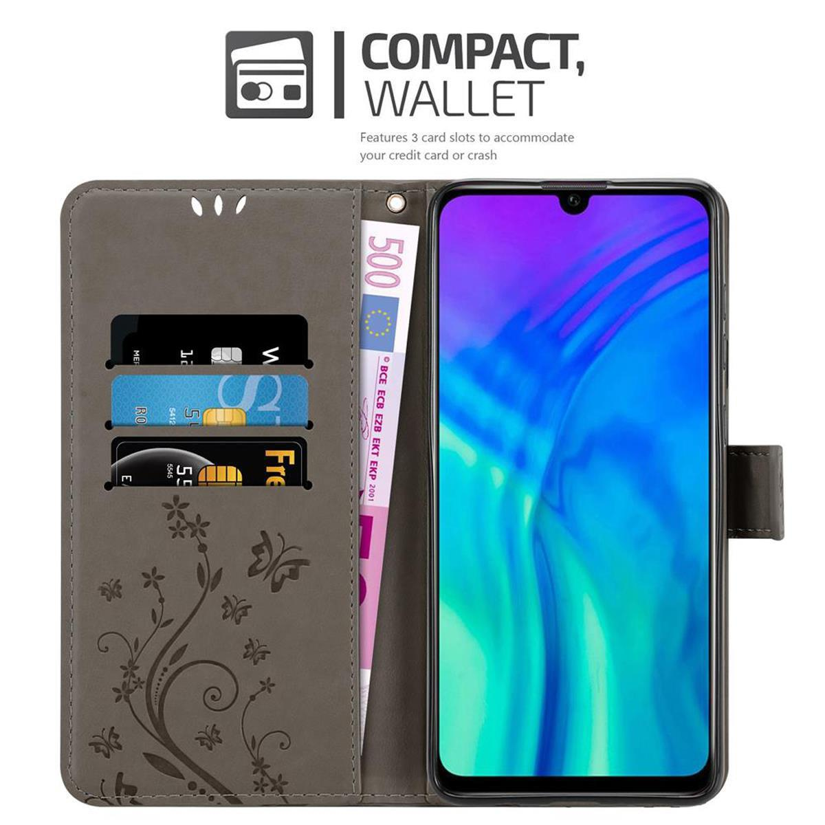Custodia a portafoglio compatta con carte e denaro, che tiene un telefono con schermo.