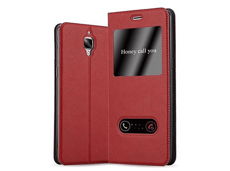 CADORABO Book View Doppelfenster SAFRAN 3T, / OnePlus, Hülle, Bookcover, ROT 3