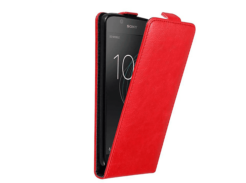 CADORABO Hülle im Flip Style, Flip Cover, Sony, Xperia L1, APFEL ROT
