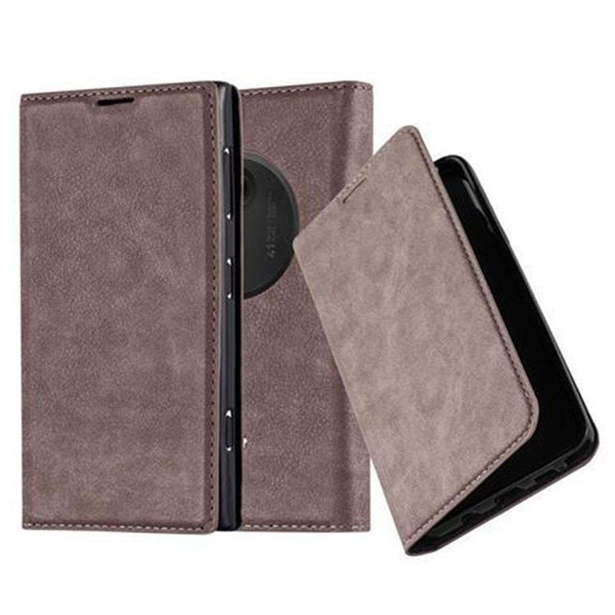 Magnet, Bookcover, BRAUN Lumia CADORABO Hülle Book KAFFEE 1020, Nokia, Invisible