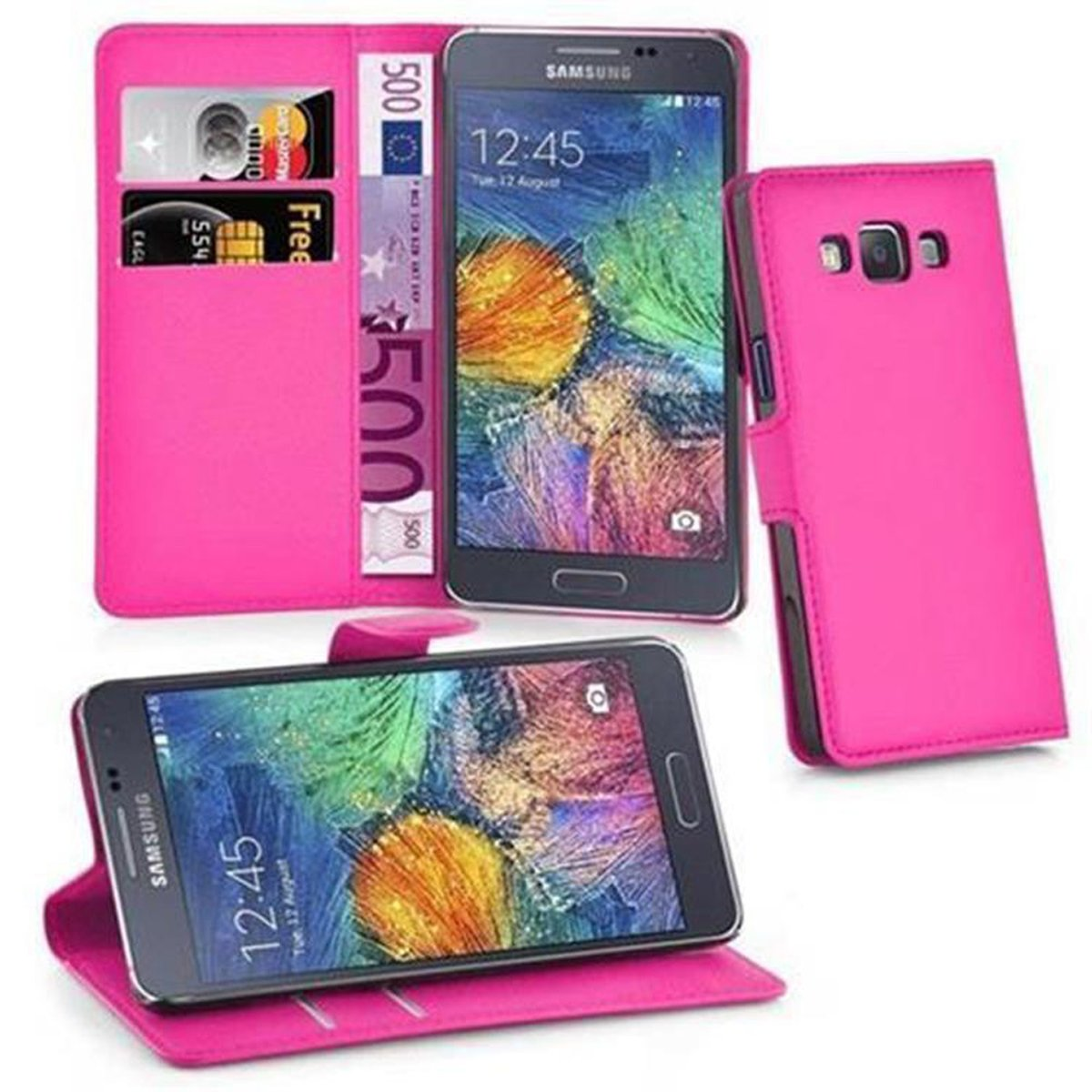 Book 2015, A7 Samsung, Galaxy CHERRY CADORABO Bookcover, Standfunktion, Hülle PINK