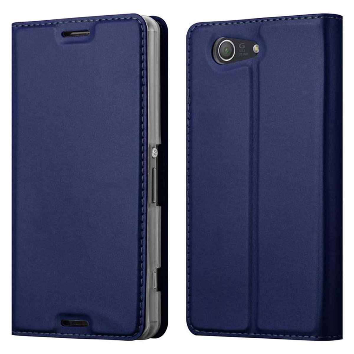 CADORABO Handyhülle Classy Book Style, DUNKEL Z3 COMPACT, Xperia Sony, BLAU Bookcover, CLASSY